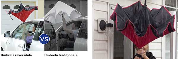 Comparatie umbrela reversibila vs umbrela traditionala