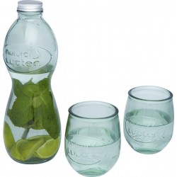 Set sticla cu 2 pahare, din sticla reciclata